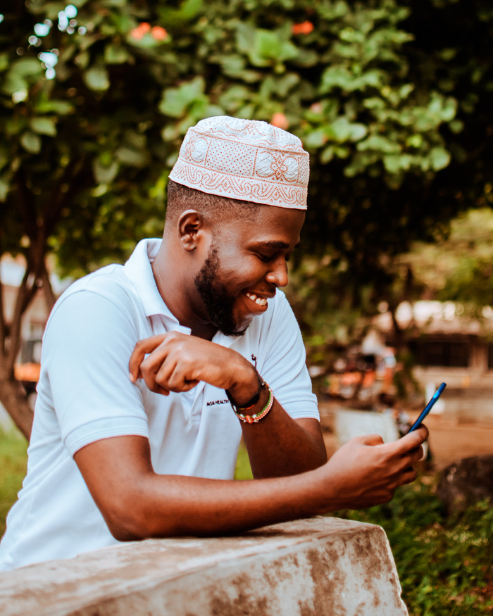 Man texting on his phone